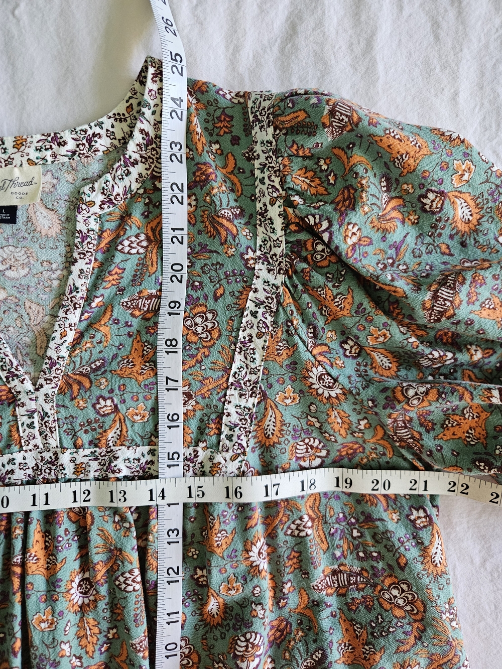 Universal Thread Puff Sleeve Floral Pattern Boho Top - Picture 8 of 10